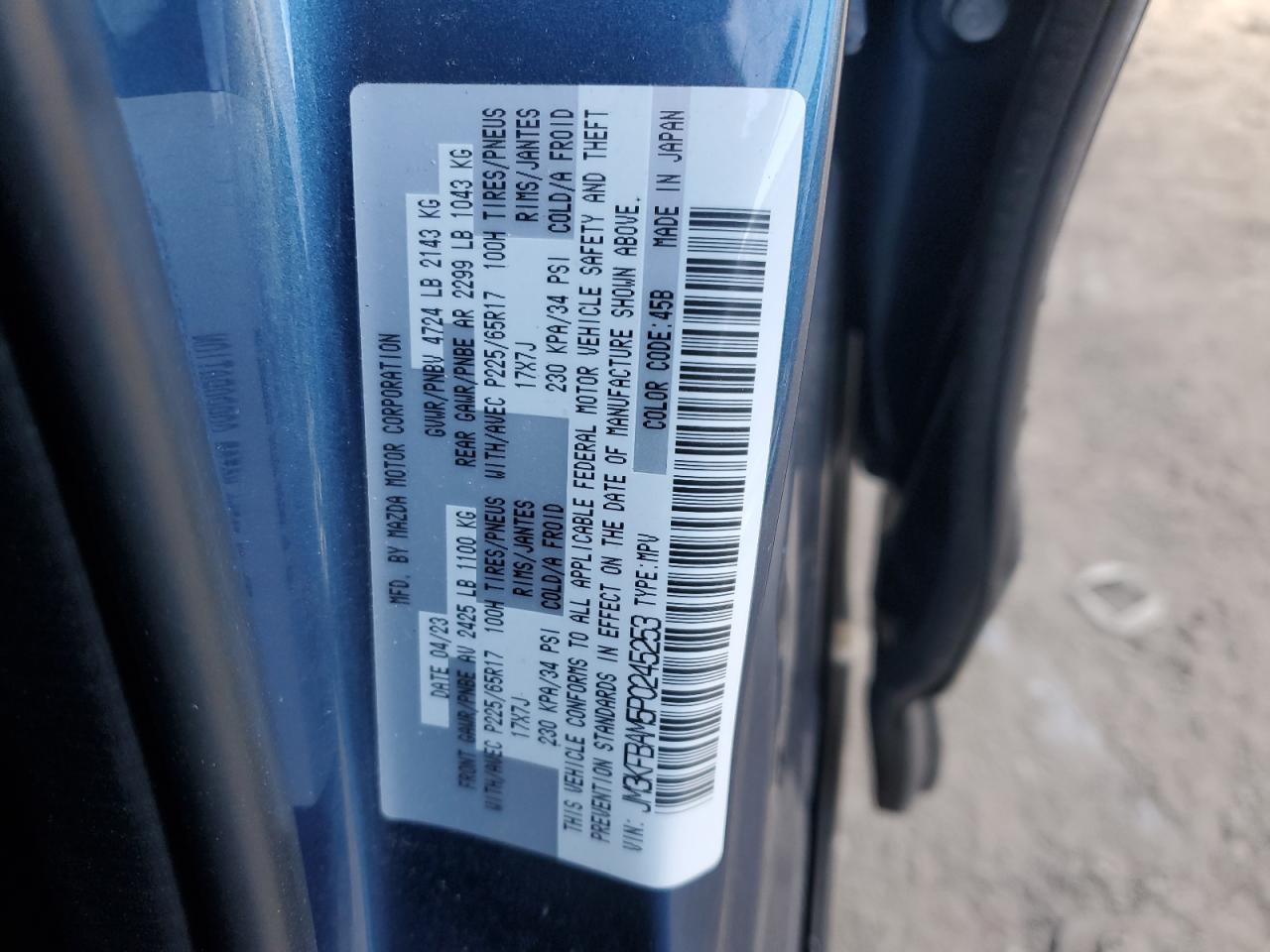 2023 MAZDA CX-5  VIN:JM3KFBAM5P0245253