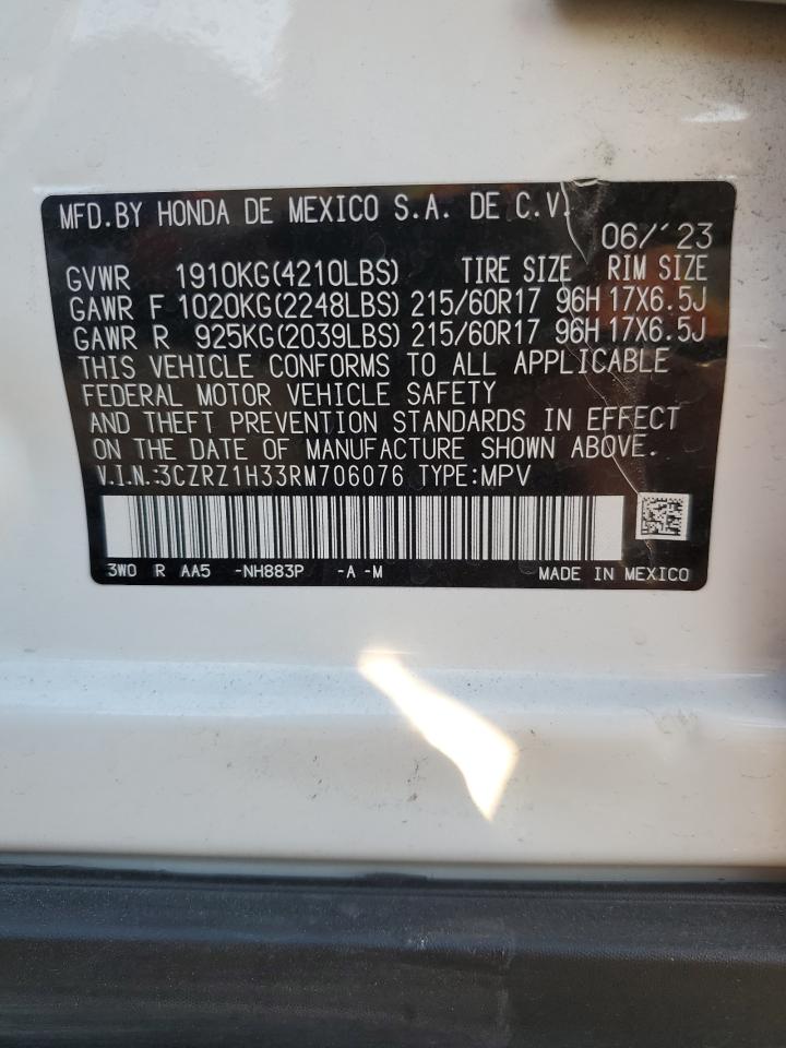 2024 HONDA HR-V LX VIN:3CZRZ1H33RM706076