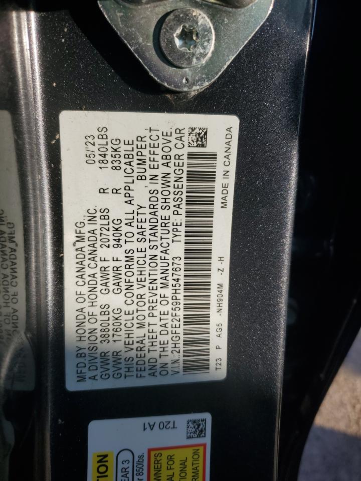 2023 HONDA CIVIC SPORT VIN:2HGFE2F59PH547673