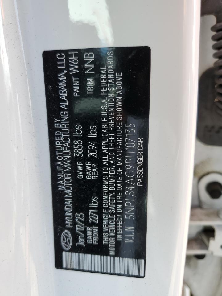 2023 HYUNDAI ELANTRA SEL VIN:5NPLS4AG9PH107135