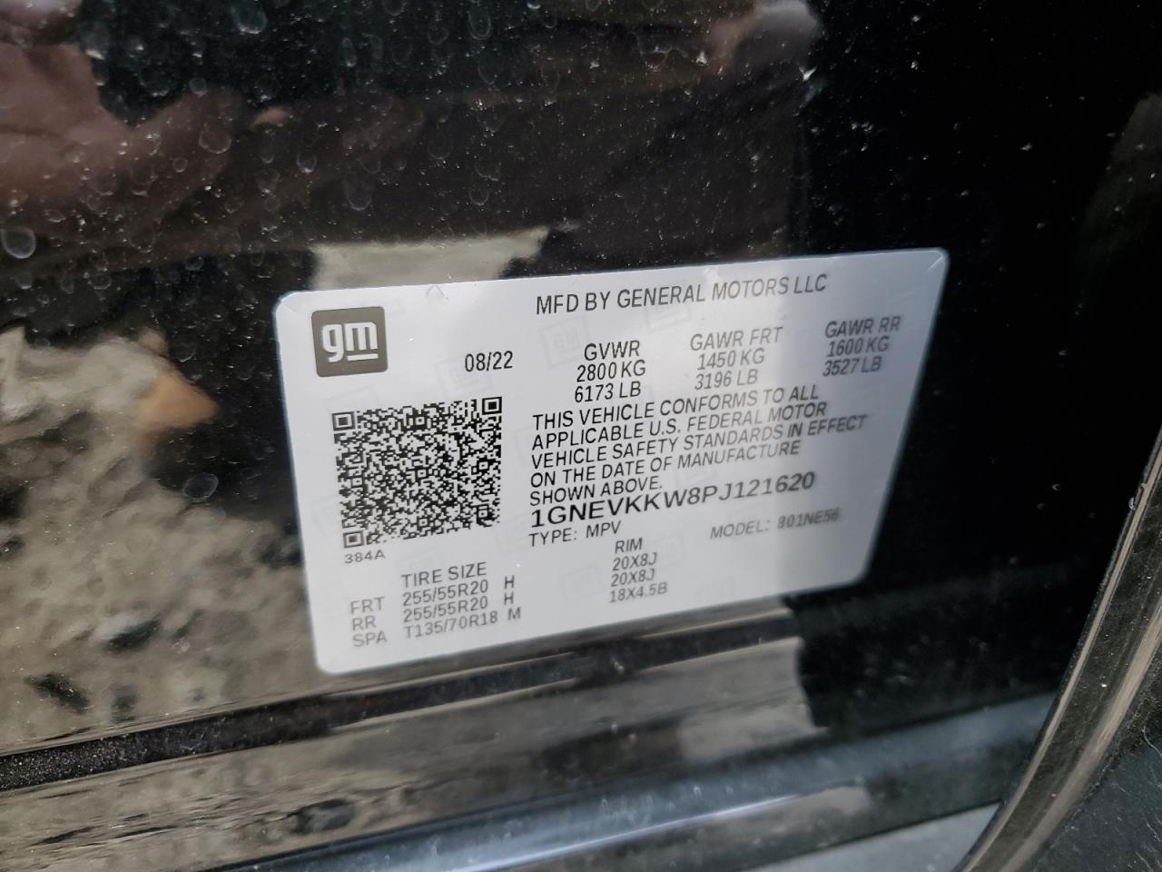 2023 CHEVROLET TRAVERSE PREMIER VIN:1GNEVKKW8PJ121620