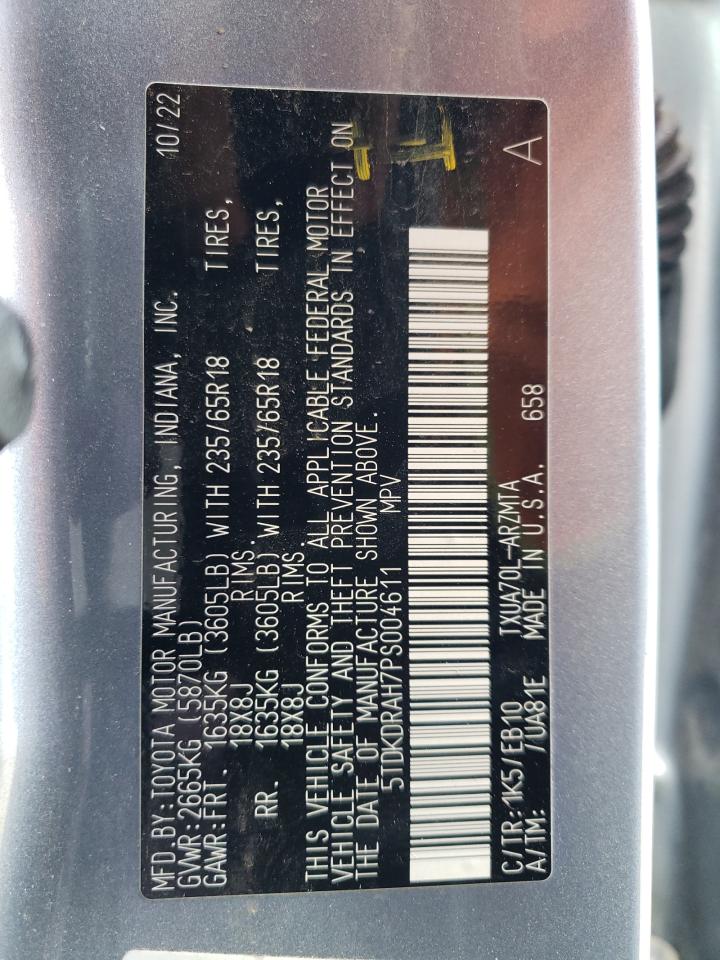 2023 TOYOTA HIGHLANDER L VIN:5TDKDRAH7PS004611