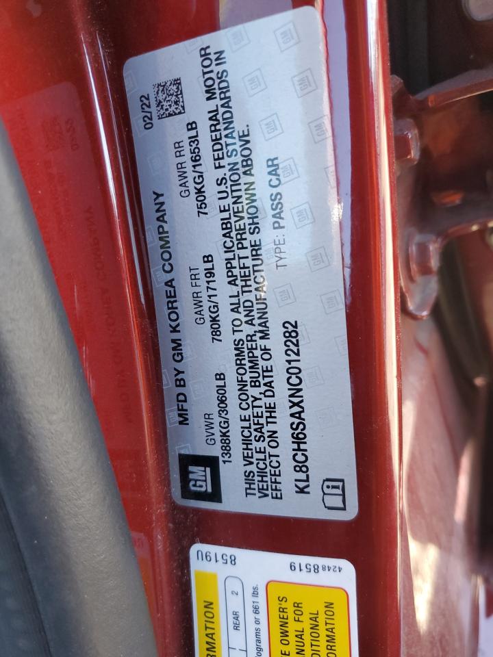 2022 CHEVROLET SPARK ACTIV VIN:78440273