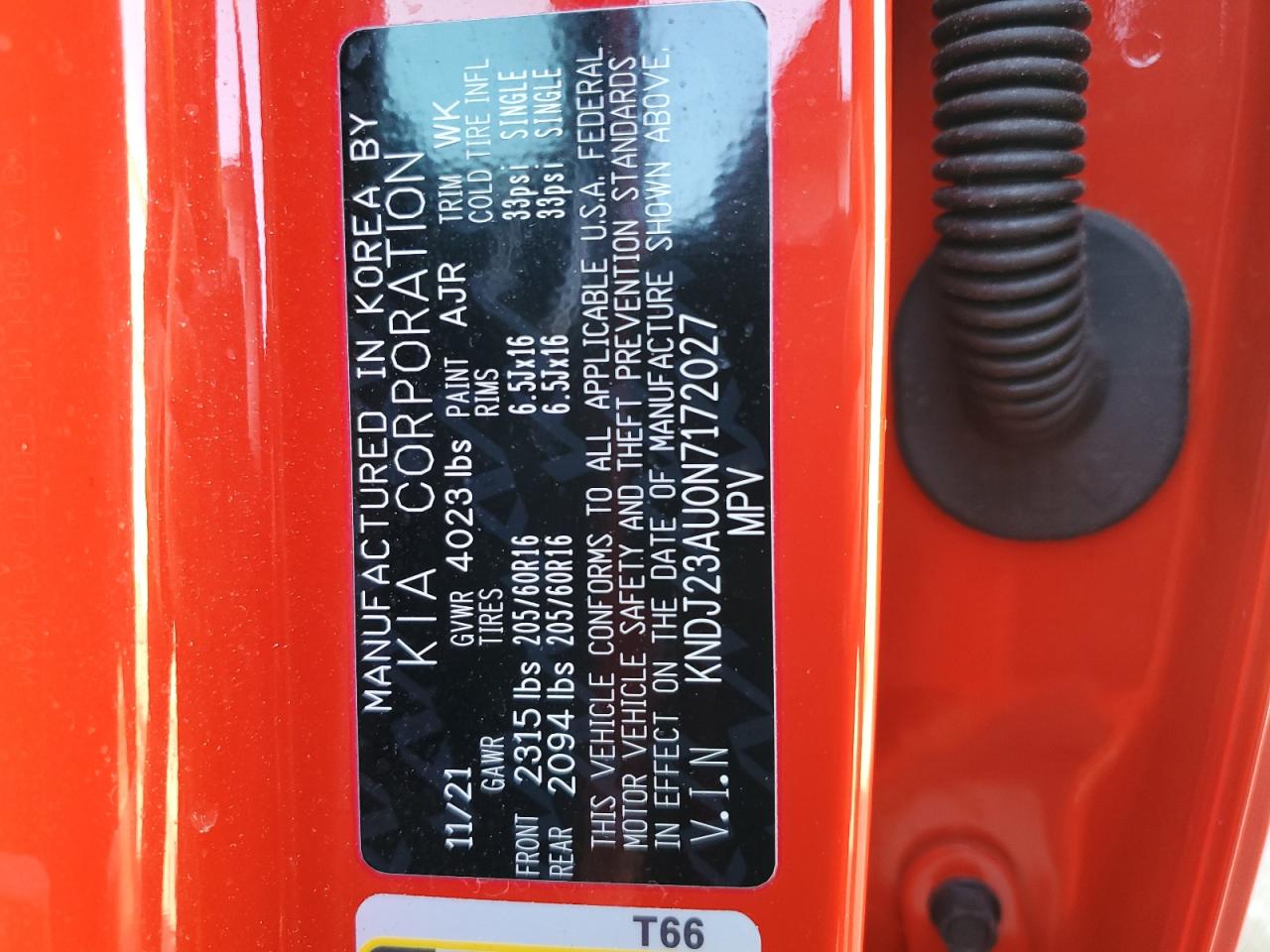 2022 KIA SOUL LX VIN:KNDJ23AU0N7172027