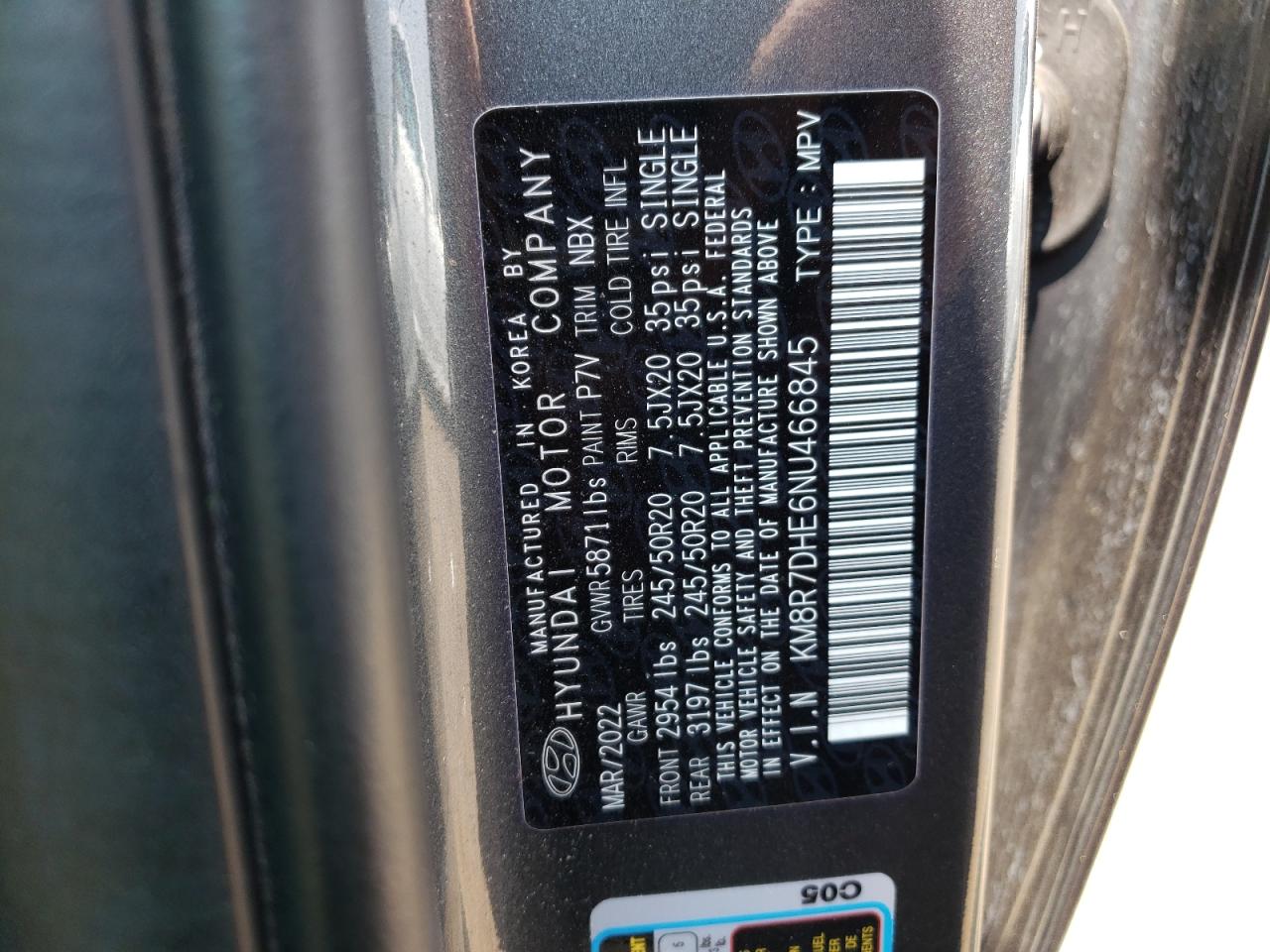 2022 HYUNDAI PALISADE CALLIGRAPHY VIN:59528223
