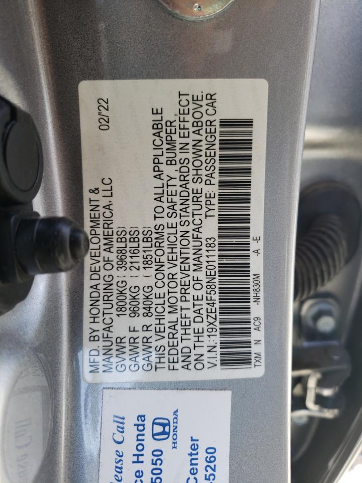 2022 HONDA INSIGHT EX VIN:19XZE4F58NE011183