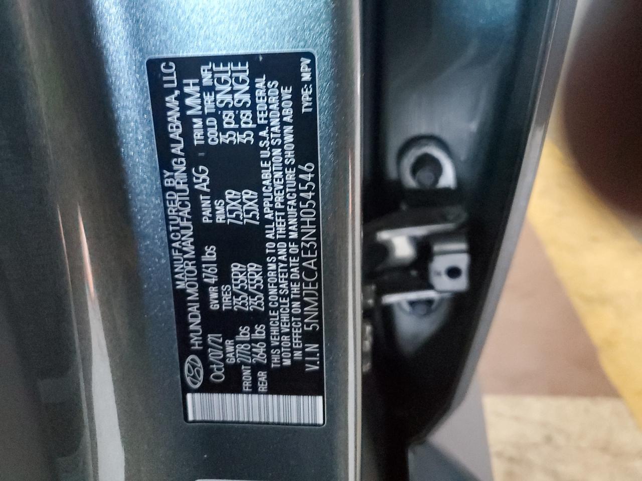 2022 HYUNDAI TUCSON LIMITED VIN:5NMJECAE3NH054546