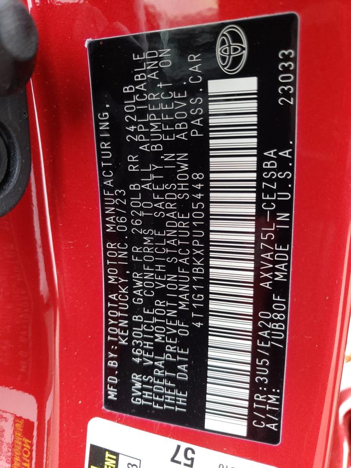 2023 TOYOTA CAMRY SE NIGHT SHADE VIN:4T1G11BKXPU105448