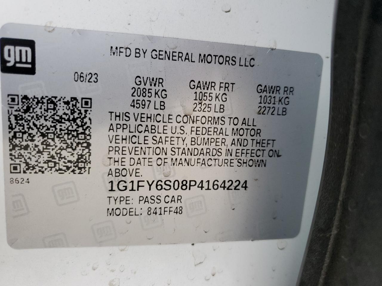 2023 CHEVROLET BOLT EUV LT VIN:1G1FY6S08P4164224