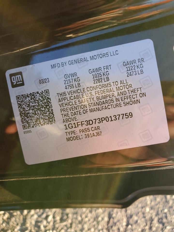 2023 CHEVROLET CAMARO LT1 VIN:1G1FF3D73P0137759