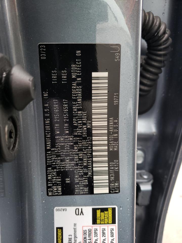 2023 TOYOTA COROLLA CROSS L VIN:7MUAAAAG1PV047912