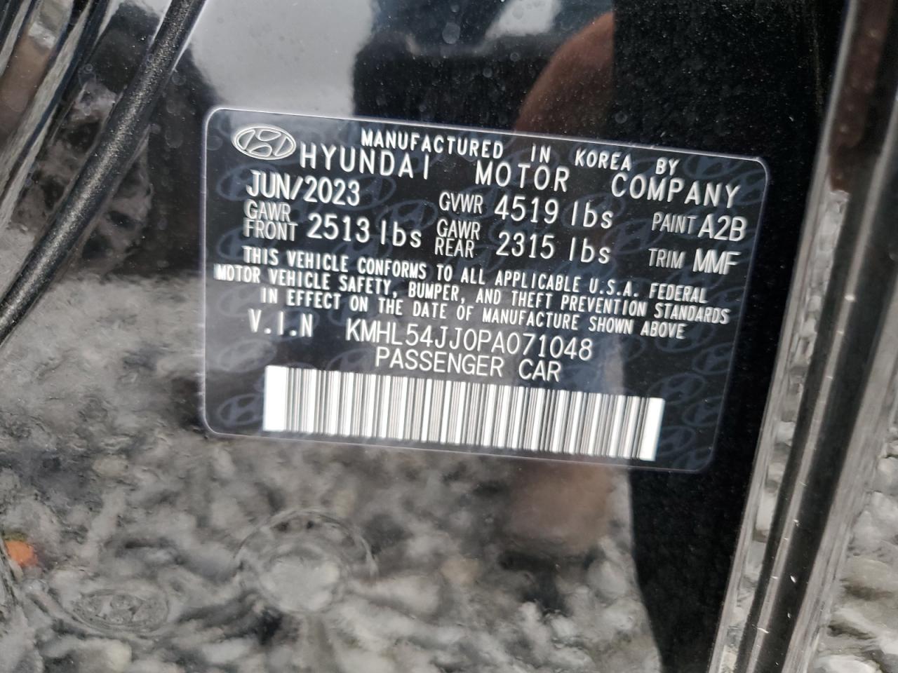 2023 HYUNDAI SONATA HYBRID VIN:KMHL54JJ0PA071048