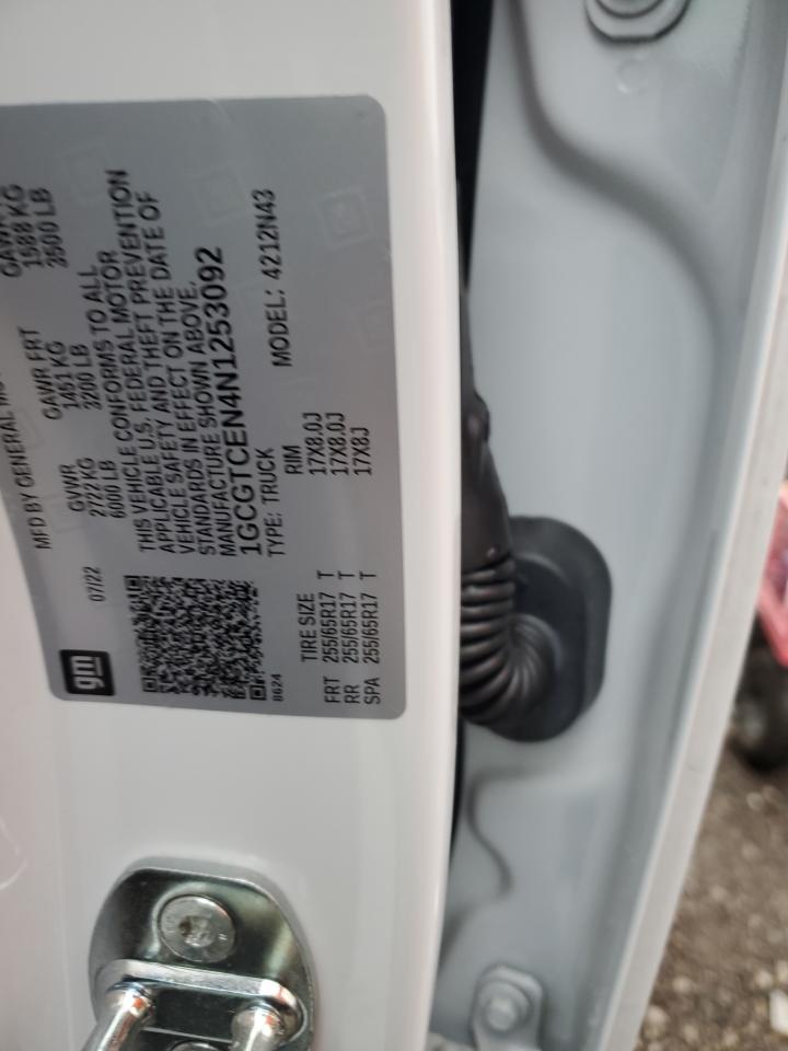 2022 CHEVROLET COLORADO LT VIN:1GCGTCEN4N1253092