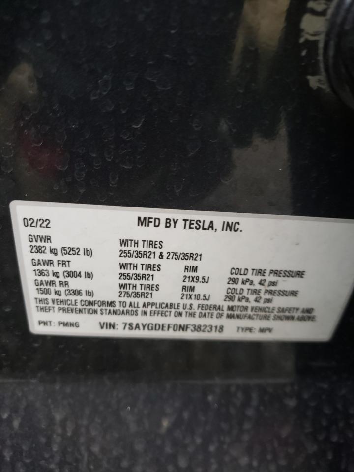 2022 TESLA MODEL Y  VIN:7SAYGDEF0NF382318