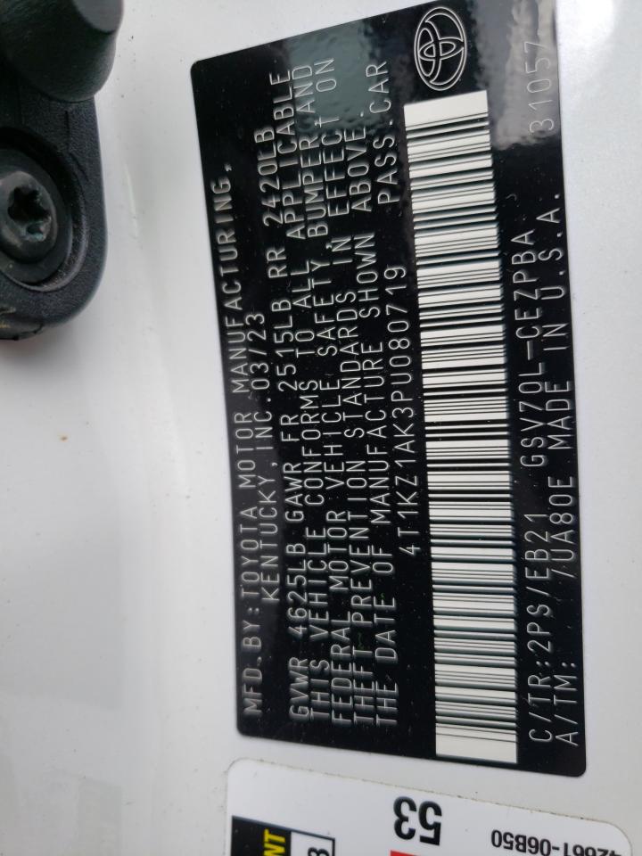 2023 TOYOTA CAMRY TRD VIN:4T1KZ1AK3PU080719