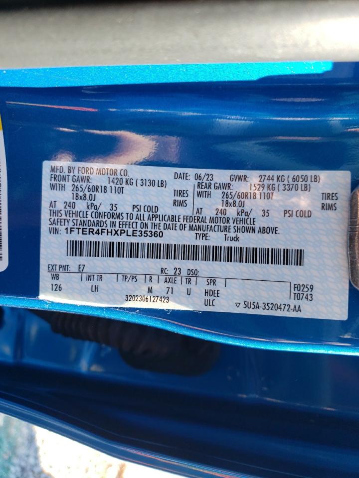 2023 FORD RANGER XL VIN:1FTER4FHXPLE35360