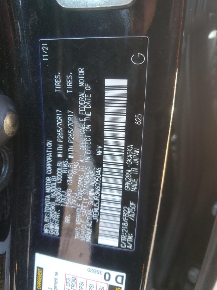 2022 TOYOTA 4RUNNER SR5/SR5 PREMIUM VIN:JTEMU5JR3N6005046