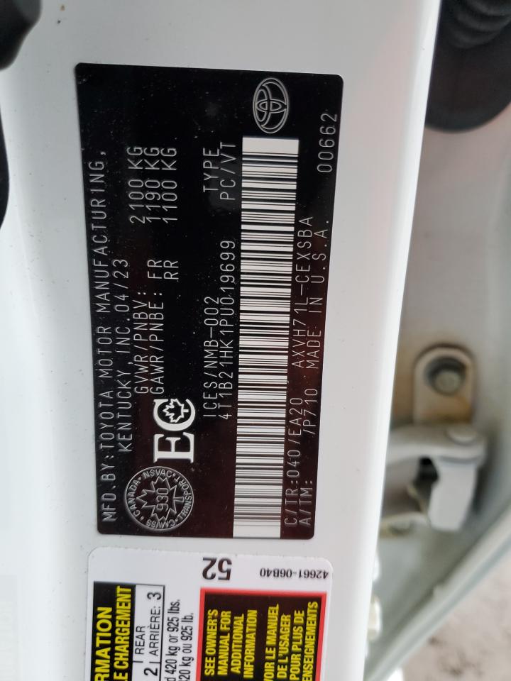 2023 TOYOTA CAMRY XLE VIN:4T1B21HK1PU019699