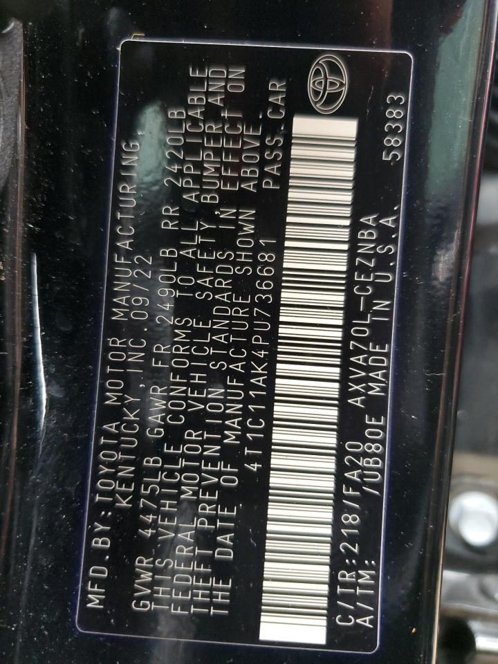 2023 TOYOTA CAMRY LE VIN:4T1C11AK4PU736681