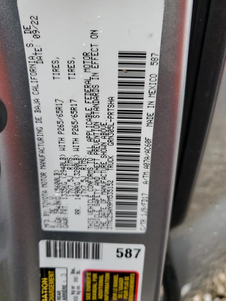 2023 TOYOTA TACOMA DOUBLE CAB VIN:3TMCZ5AN9PM535152