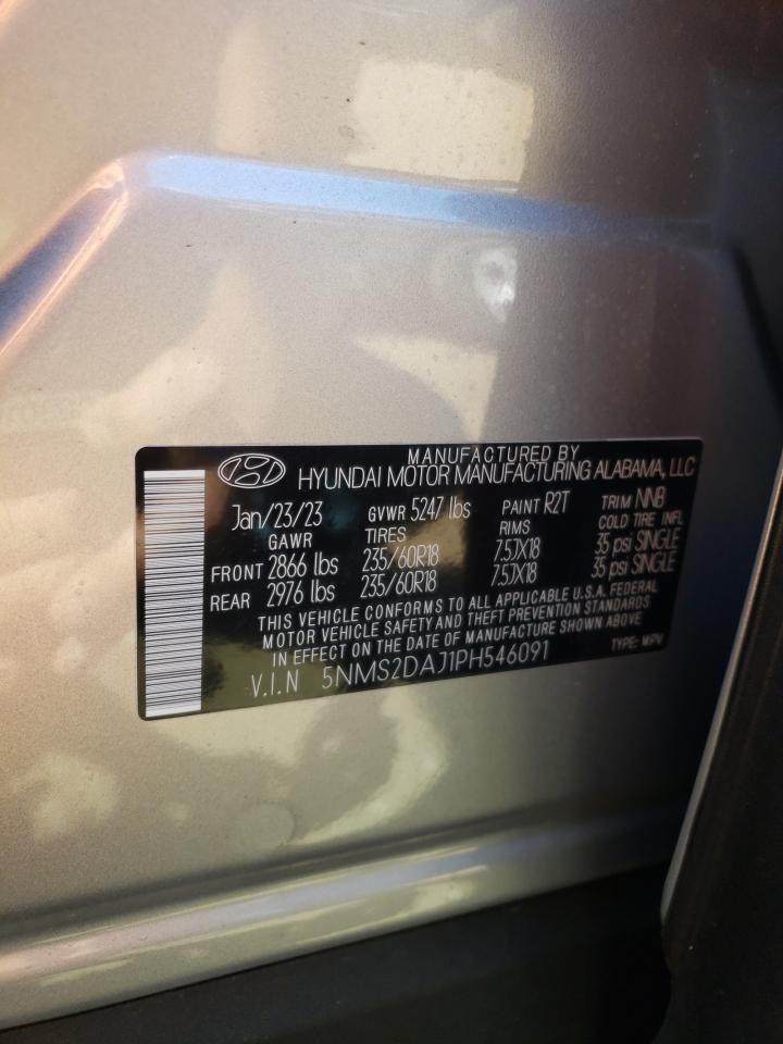 2023 HYUNDAI SANTA FE SEL VIN:5NMS2DAJ1PH546091
