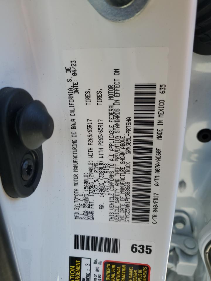 2023 TOYOTA TACOMA DOUBLE CAB VIN:3TMCZ5AN1PM588668