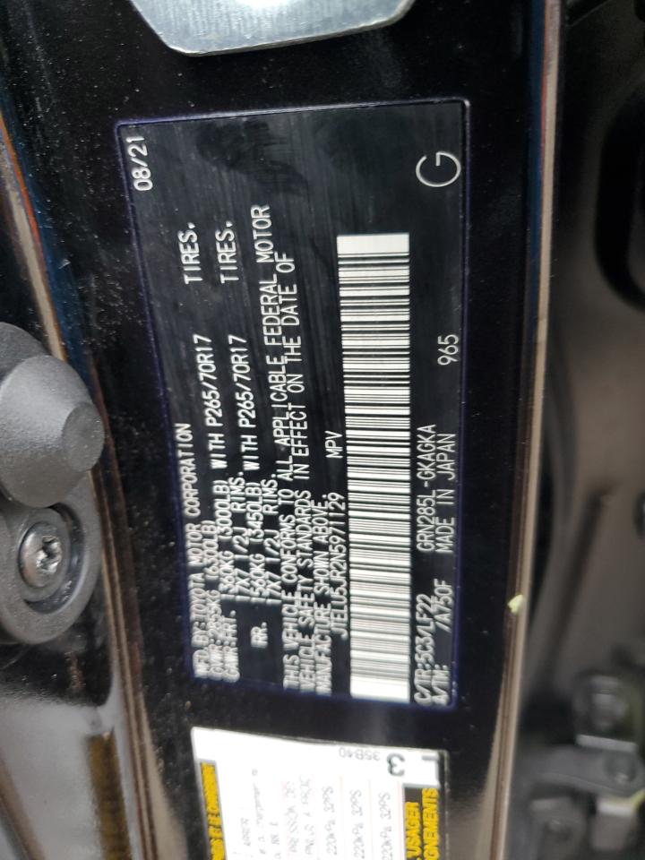 2022 TOYOTA 4RUNNER SR5 PREMIUM VIN:JTELU5JR2N5971129