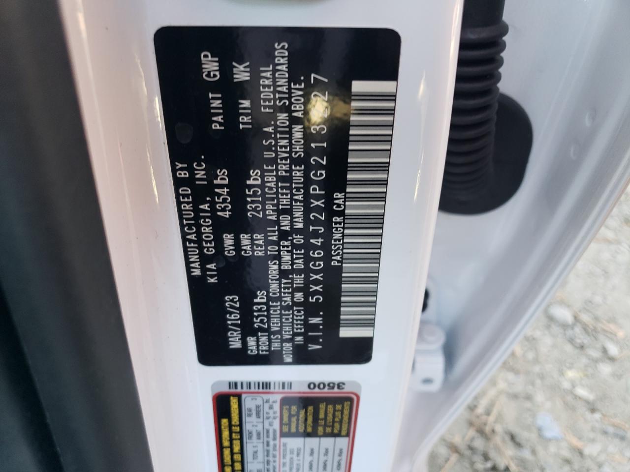 2023 KIA K5 GT LINE VIN:5XXG64J2XPG213227