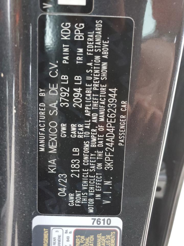 2023 KIA FORTE LX VIN:3KPF24AD4PE623944