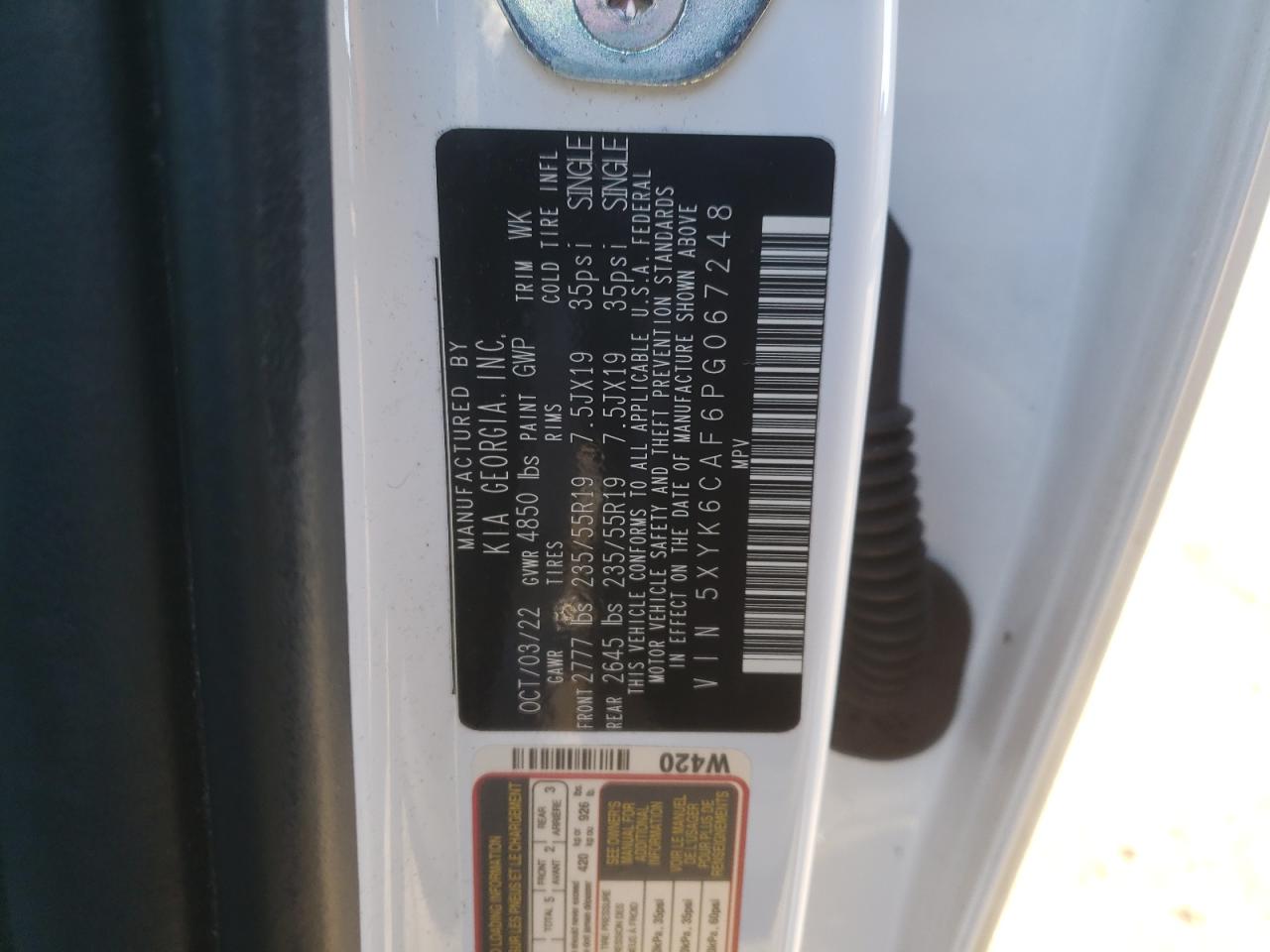 2023 KIA SPORTAGE X LINE VIN:5XYK6CAF6PG067248