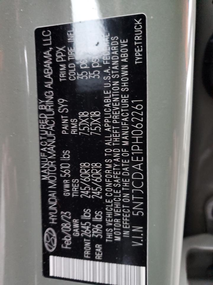 2023 HYUNDAI SANTA CRUZ SEL VIN:5NTJCDAE1PH062261