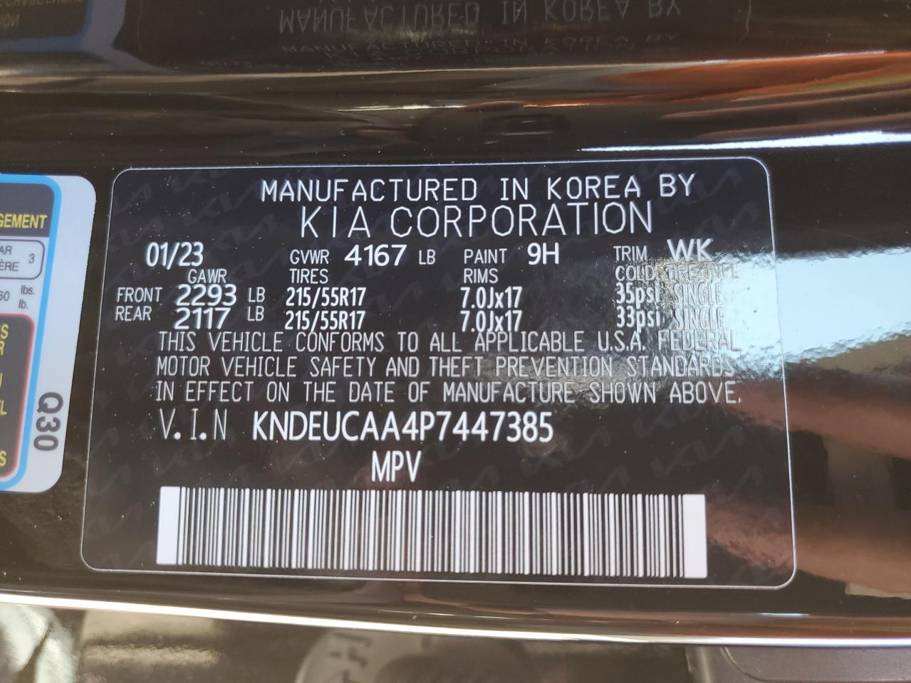 2023 KIA SELTOS S VIN:KNDEUCAA4P7447385