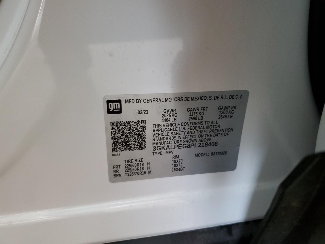 2023 GMC TERRAIN SLT VIN:3GKALPEG8PL218408