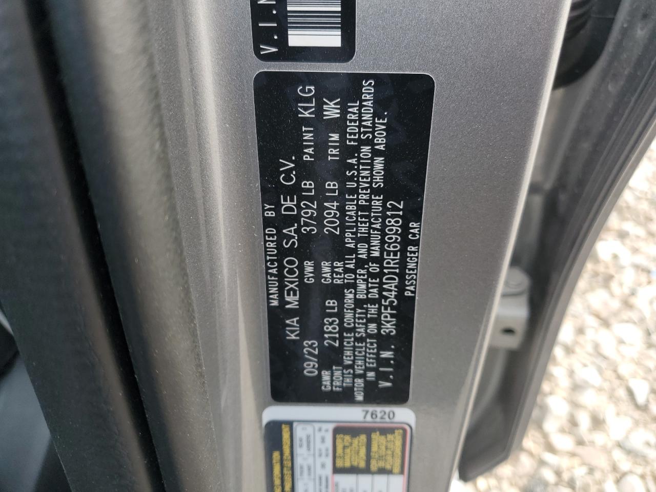 2024 KIA FORTE GT LINE VIN:3KPF54AD1RE699812