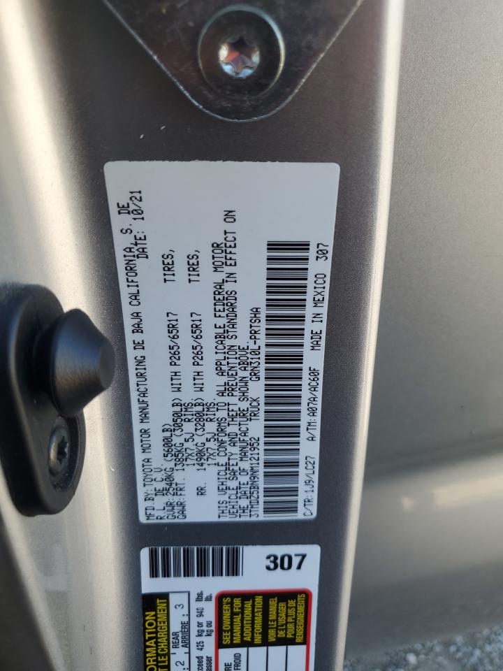 2022 TOYOTA TACOMA DOUBLE CAB VIN:3TMDZ5BN9NM121952