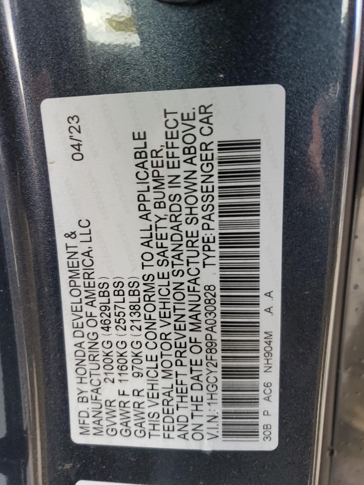 2023 HONDA ACCORD TOURING HYBRID VIN:1HGCY2F89PA030828