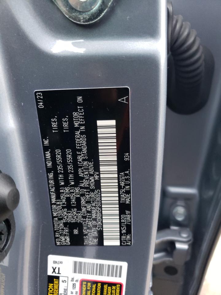 2023 TOYOTA HIGHLANDER L VIN:5TDKDRBH5PS036925