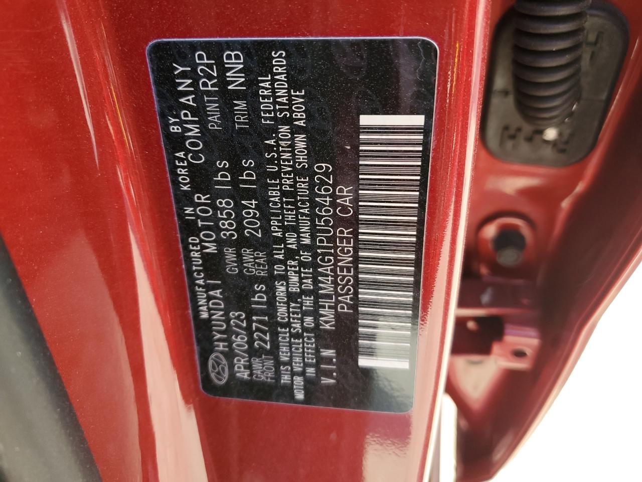 2023 HYUNDAI ELANTRA SEL VIN:KMHLM4AG1PU564629