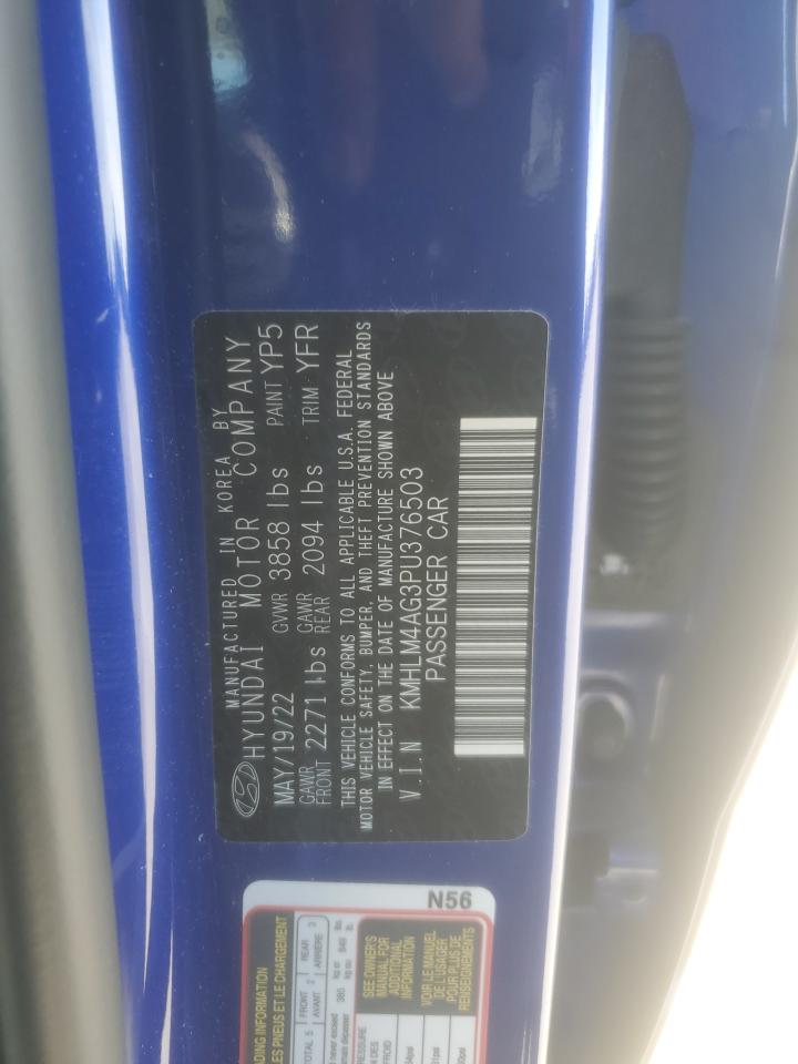 2023 HYUNDAI ELANTRA SEL VIN:KMHLM4AG3PU376503