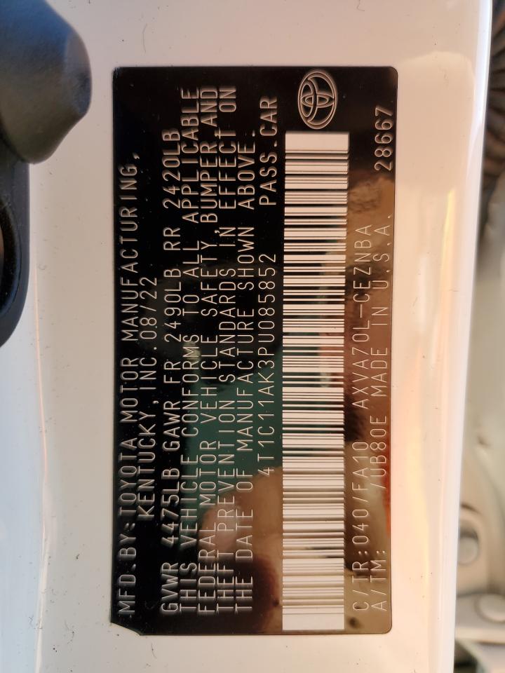 2023 TOYOTA CAMRY LE VIN:4T1C11AK3PU085852