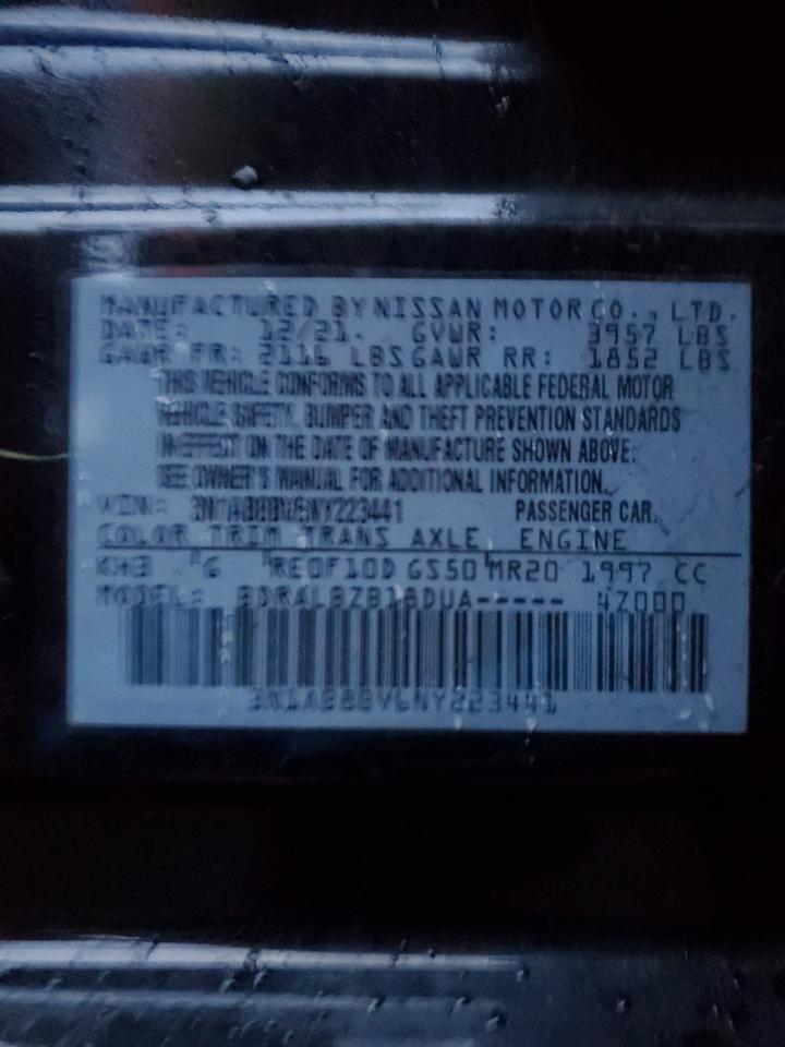 2022 NISSAN SENTRA S VIN:3N1AB8BV6NY223441