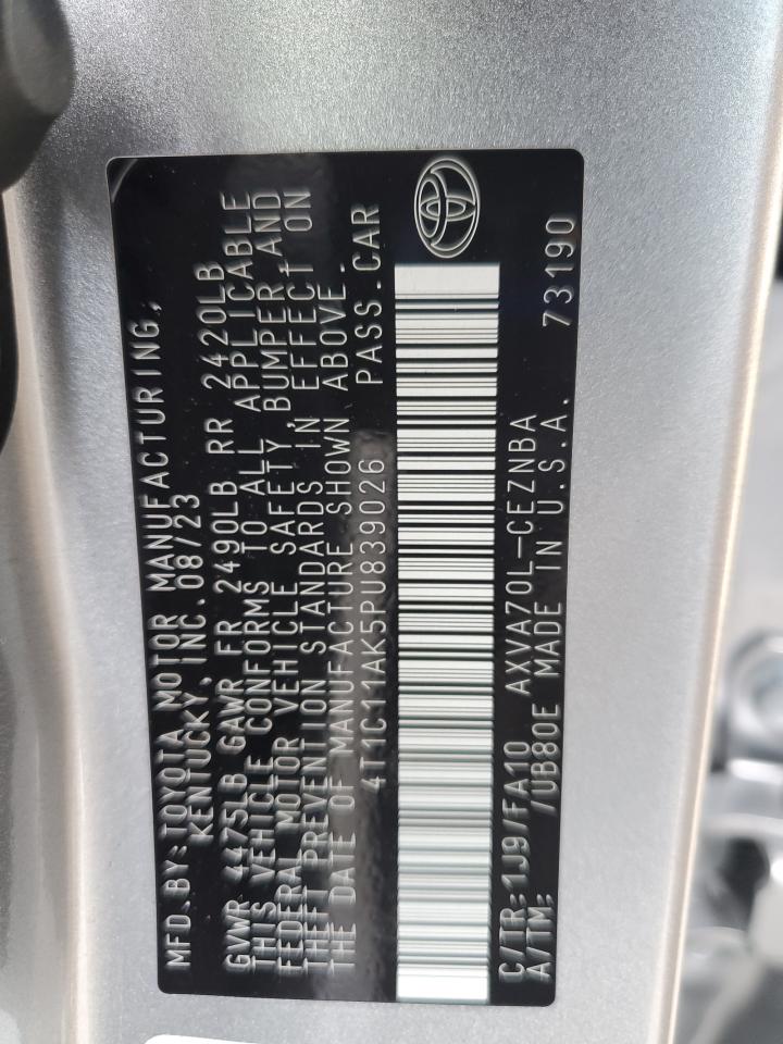 2023 TOYOTA CAMRY LE VIN:4T1C11AK5PU839026