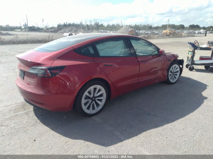 2022 TESLA MODEL 3 LONG RANGE VIN: 5YJ3E1EB4NF105051