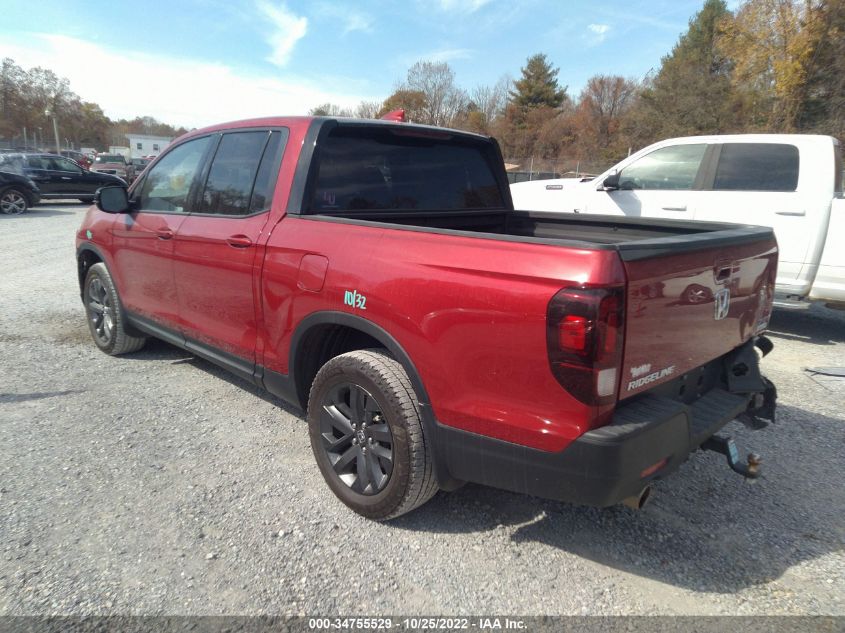 2021 HONDA RIDGELINE SPORT VIN: 5FPYK3F11MB007813