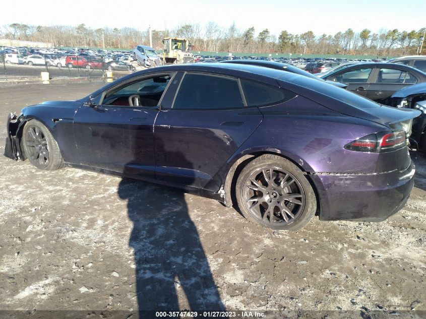 2022 TESLA MODEL S PLAID VIN: 5YJSA1E66NF478571