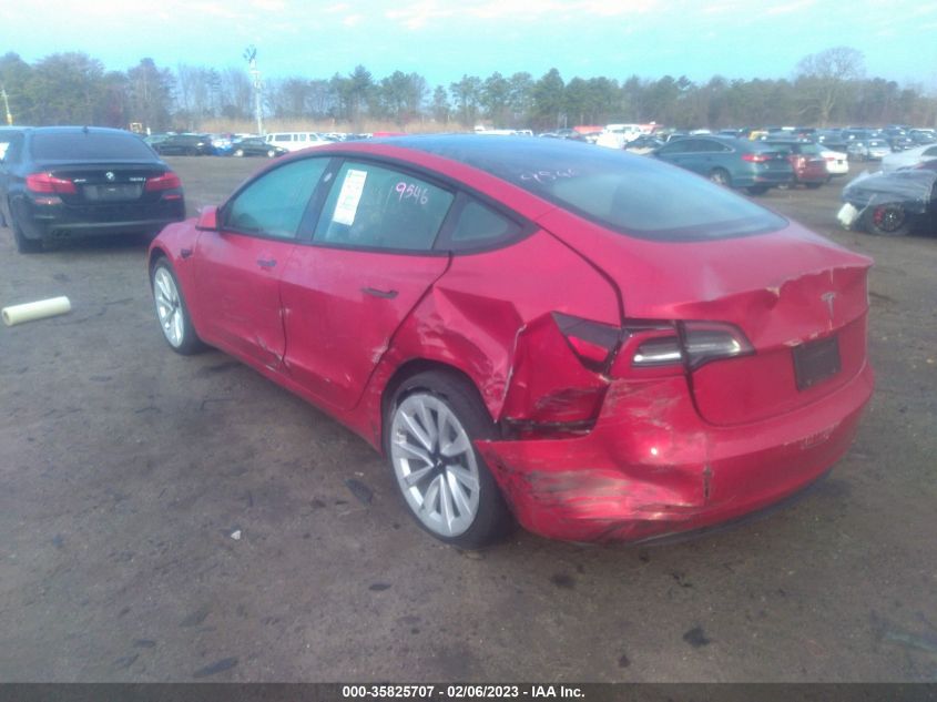 2022 TESLA MODEL 3 VIN: 5YJ3E1EA3NF191377