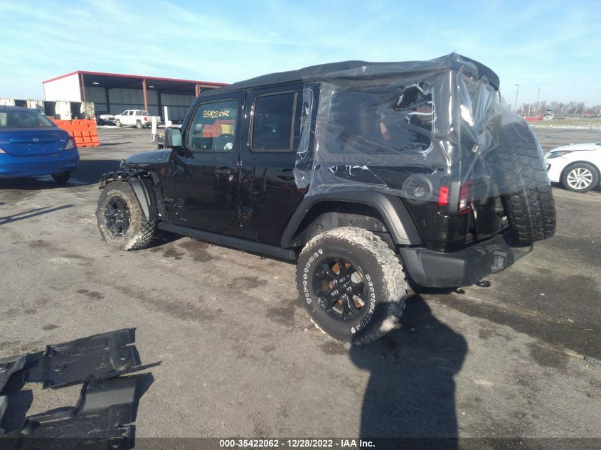 2021 JEEP WRANGLER UNLIMITED WILLYS VIN: 1C4HJXDN7MW744597