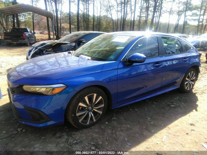 2022 HONDA CIVIC SEDAN EX VIN: 2HGFE1F75NH310672