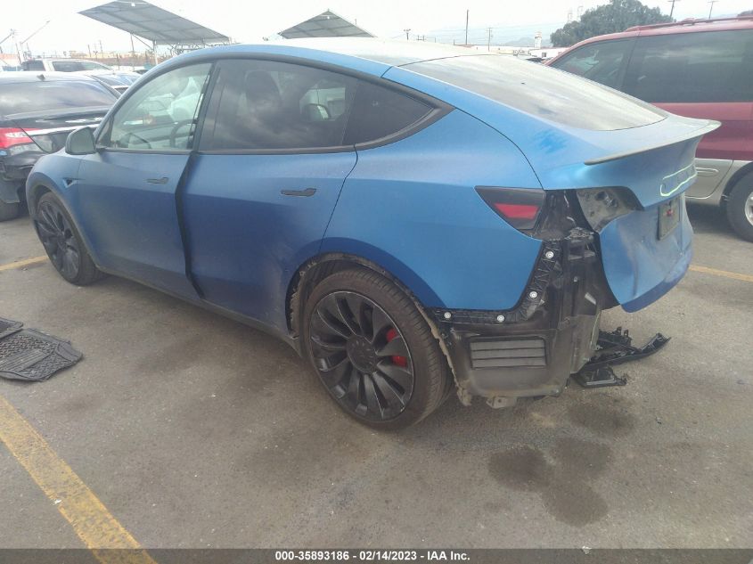 2022 TESLA MODEL Y PERFORMANCE VIN: 7SAYGDEF5NF346477