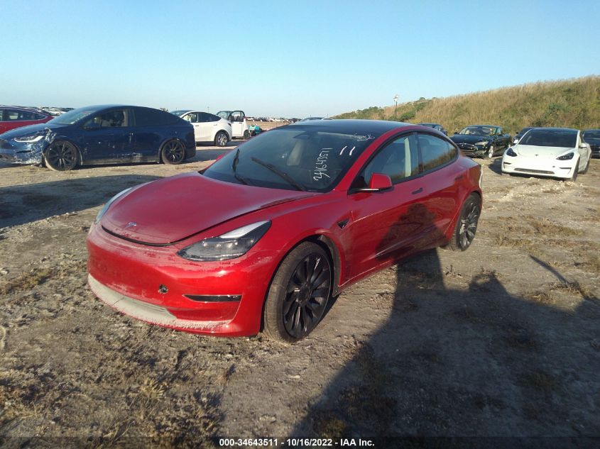 2022 TESLA MODEL 3 PERFORMANCE VIN: 5YJ3E1EC8NF317704